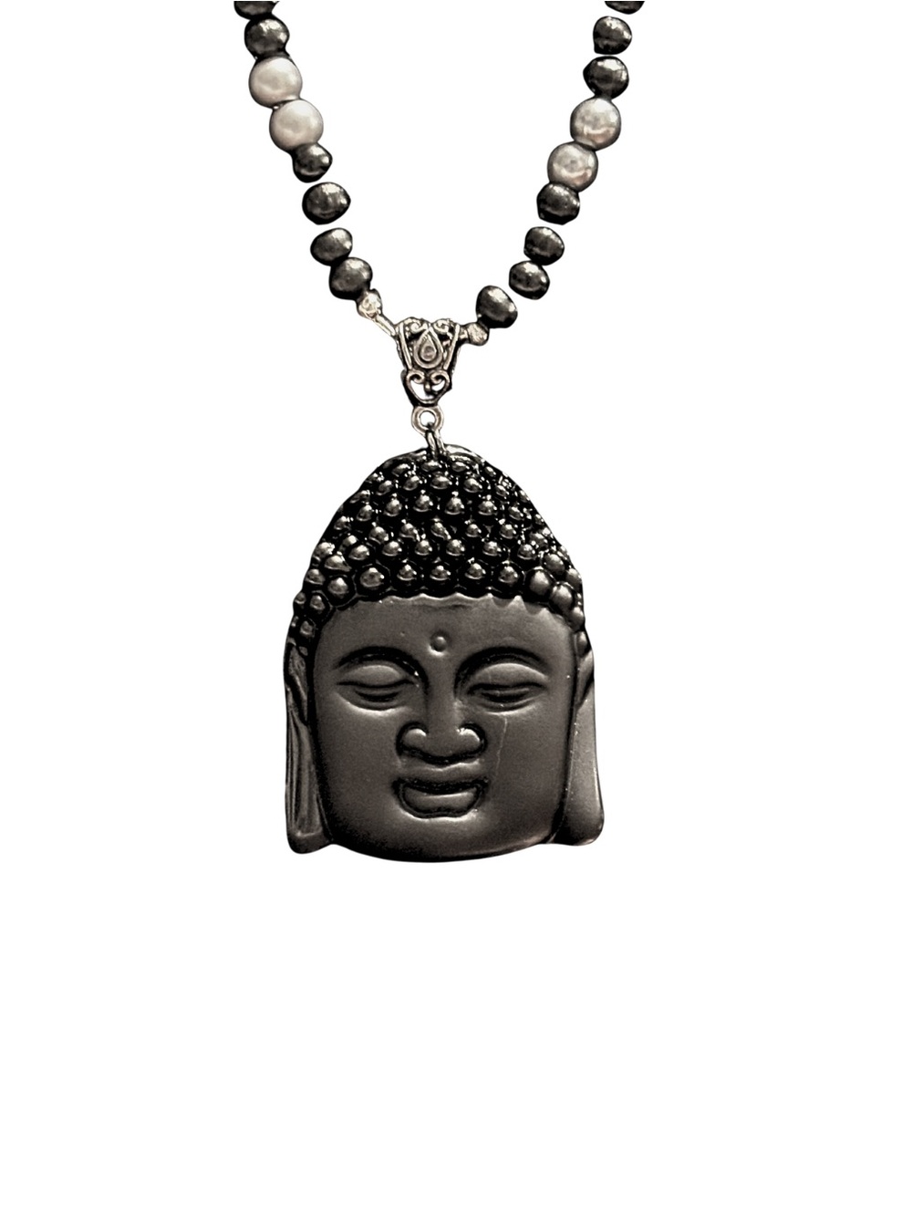 Black Buddha Head Pendant Necklace Spiritual Jewelry